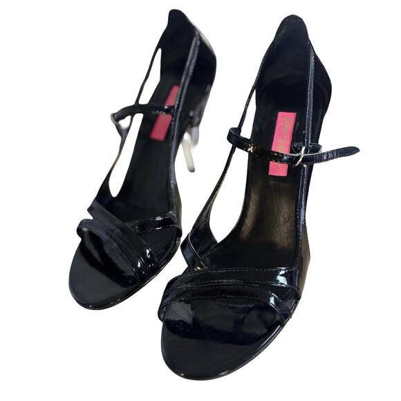 Y2K VTG. BETSEY JOHNSON CLEAR HEEL BLACK STRAPPY HEELS SIZE 8 - Picture 7 of 8